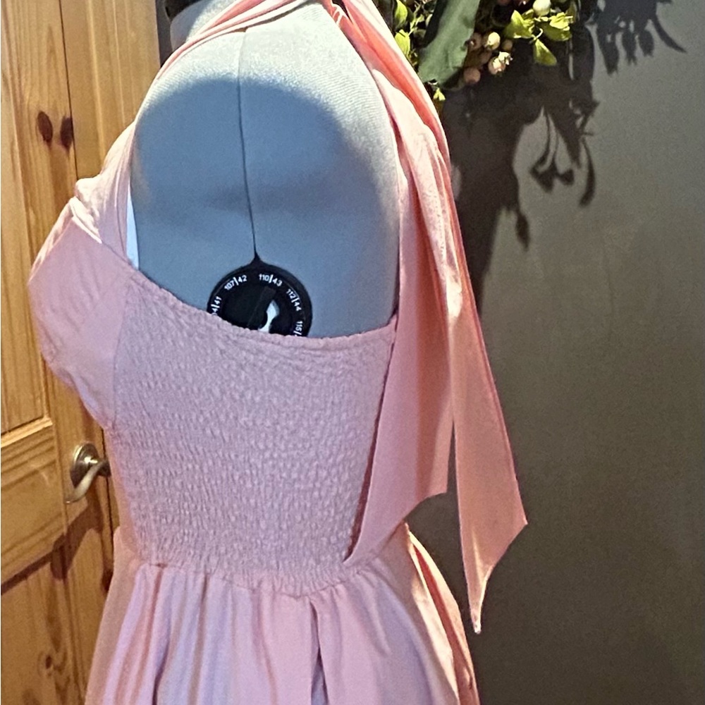 Unique Vintage 50s Peach halter bust shelf dress sz XL - Picture 5 of 8